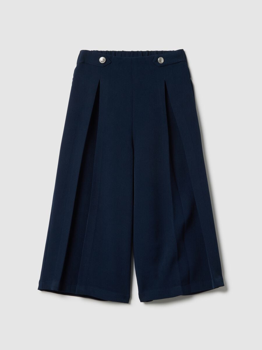 Children's blue regular fit culottes with elasticated waist_0