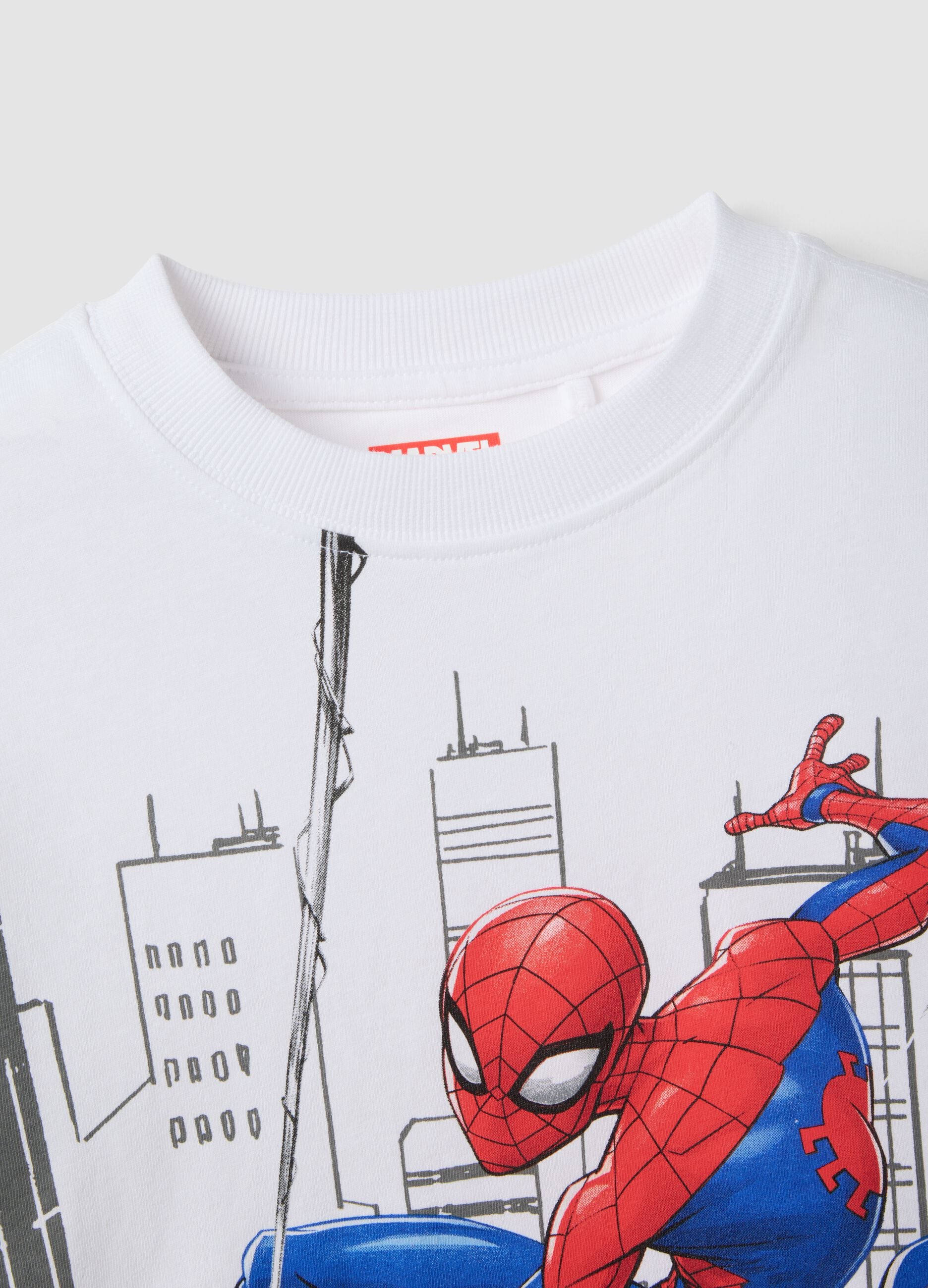 Kids' oversized pure white cotton t-shirt with Spider-Man
