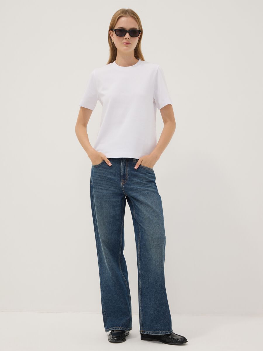 T-shirt relaxed fit bianca in puro cotone a maniche corte_2