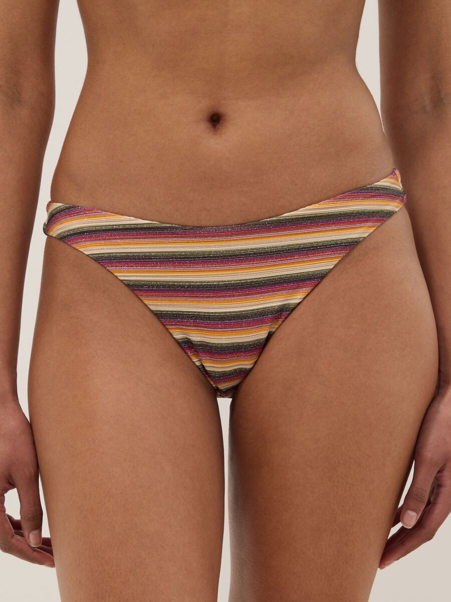Multicoloured striped stretch bikini bottoms_1