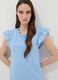 Sky-blue pure cotton nightdress with ruffle trim_0