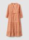 Orange maternity dress in pure cotton with geometric print_4