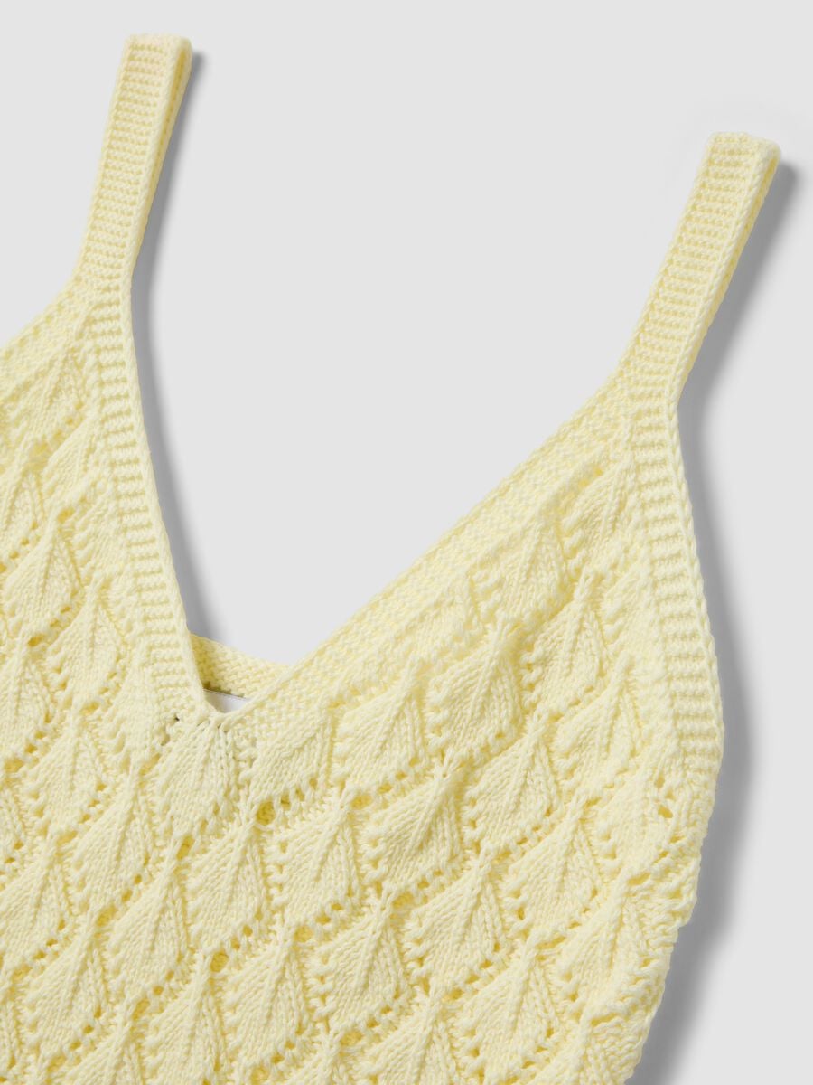 Gilet giallo in crochet di puro cotone regular fit_5