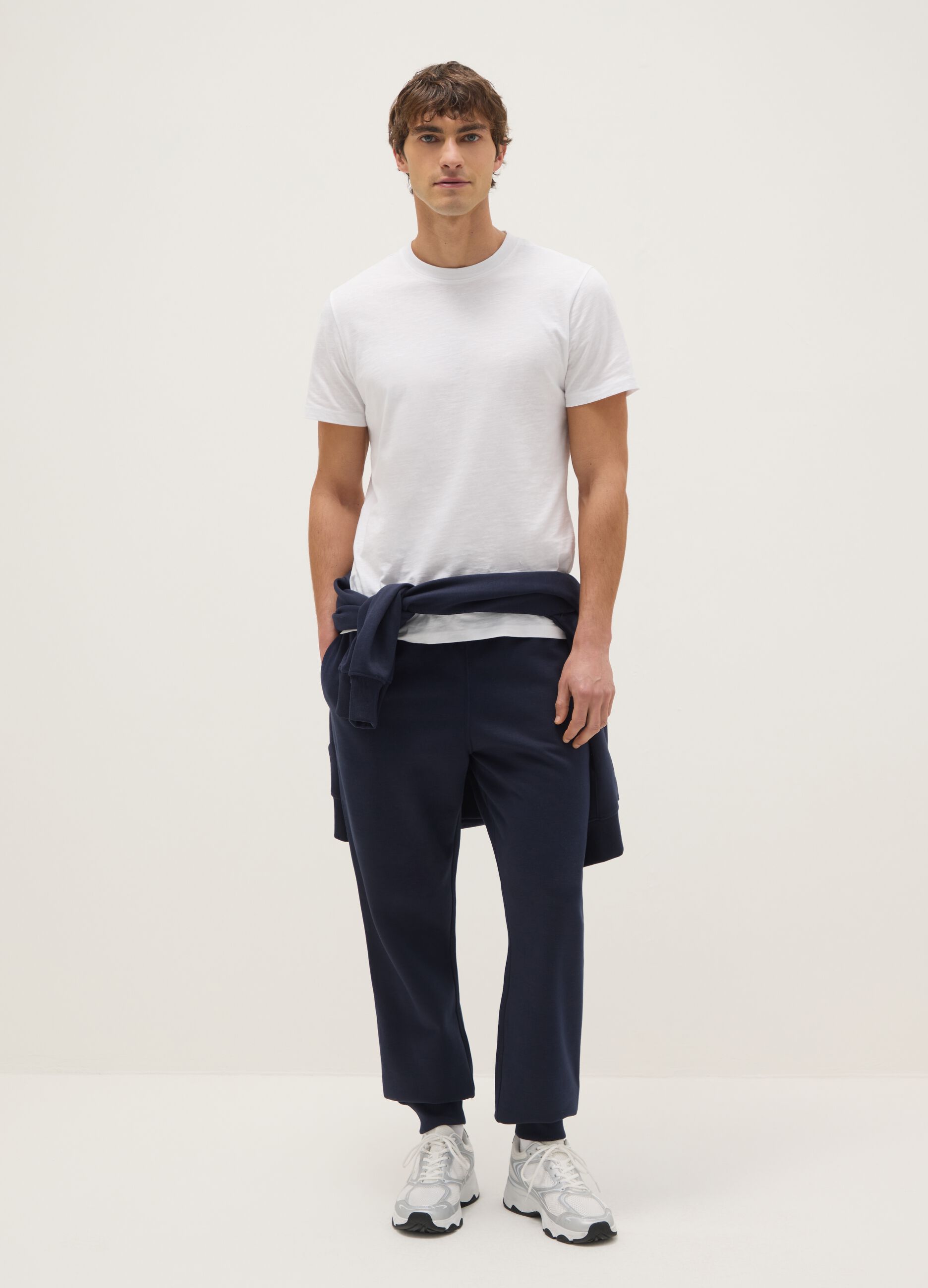 Blue regular fit cotton-blend hoodie with zip