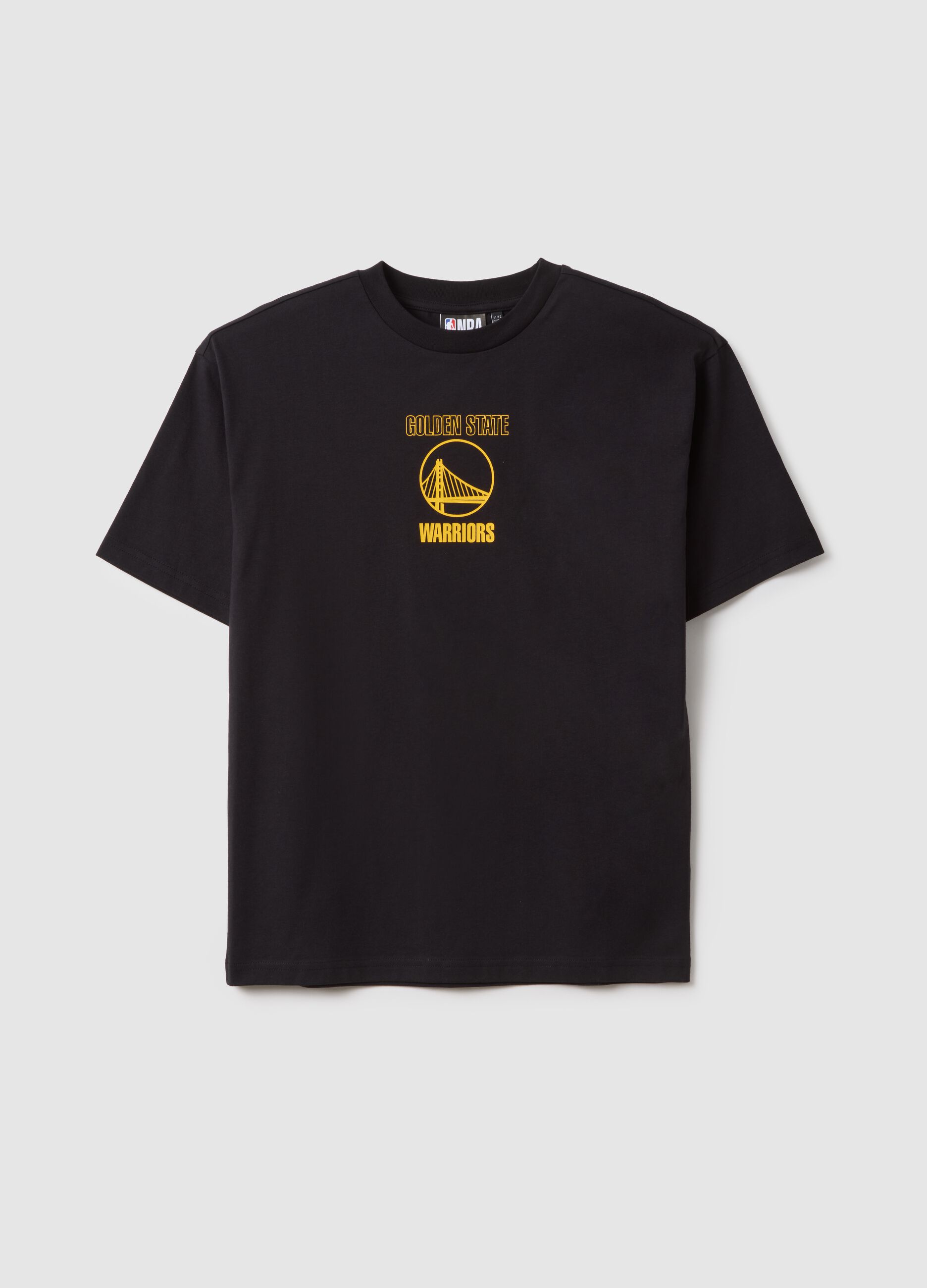 Children's black pure cotton oversized fit T-shirt with Golden State logo