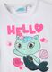 Girls' White Stretch Cotton T-Shirt with Print_3
