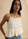 Sleeveless top with ruffled shirring and crochet lace inserts_1