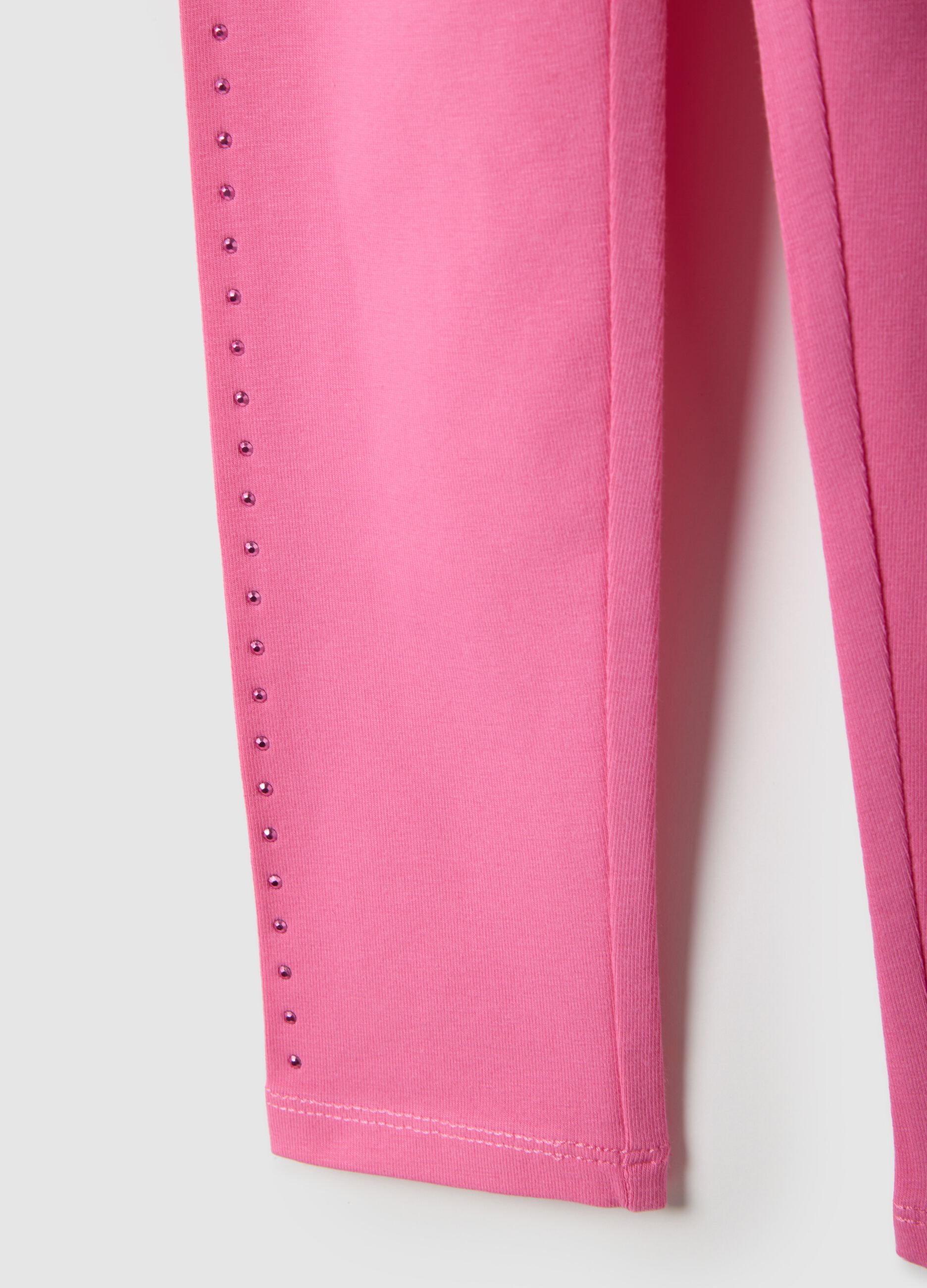 Girls' pink stretch cotton skinny leggings