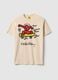 Beige regular fit pure cotton t-shirt with print_4