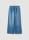 Blue pure cotton wide-leg denim jeans_4