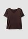 Brown satin stretch V-neck blouse, regular fit_0