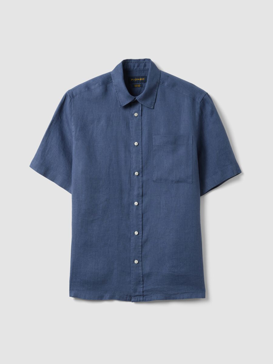 Blue Pure Linen Regular Fit Shirt_4