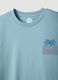 Blue short-sleeve pure cotton T-shirt with print, relaxed fit_5