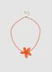 Beaded necklace with orange flower pendant_0