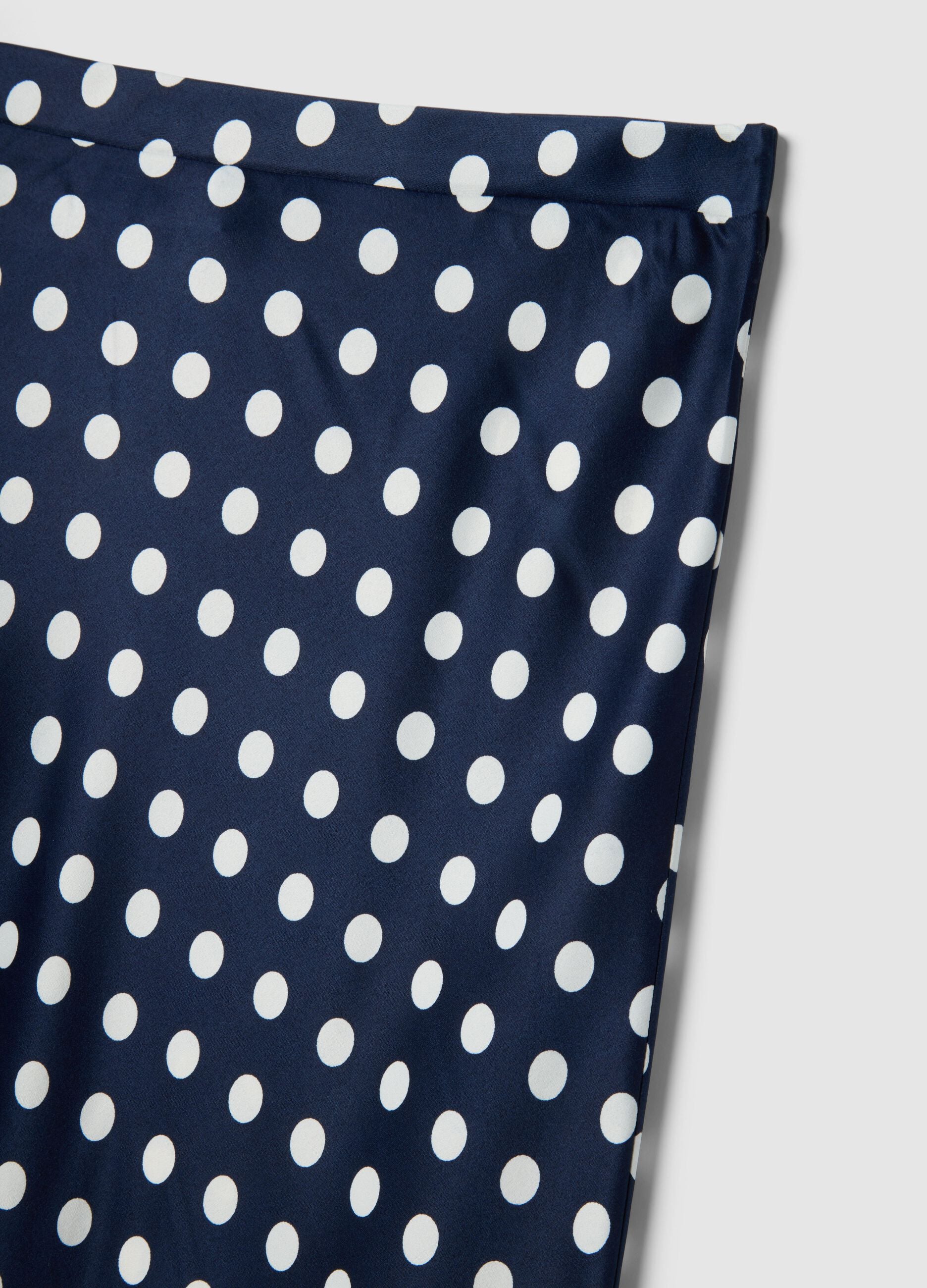 Long pure cotton skirt with multicoloured polka dots, regular fit