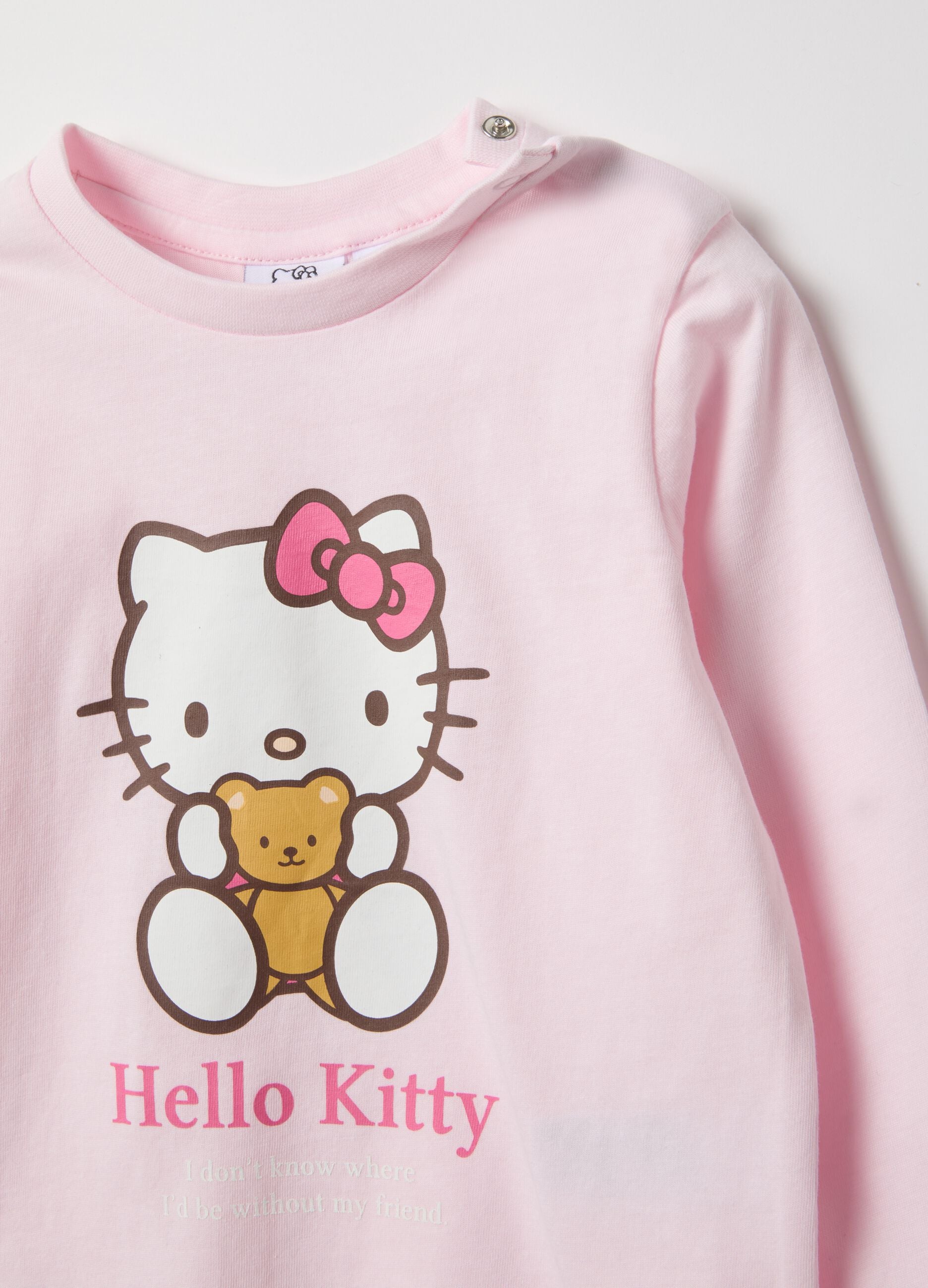 Baby girl's regular fit pink pure cotton pyjamas with Hello Kitty print