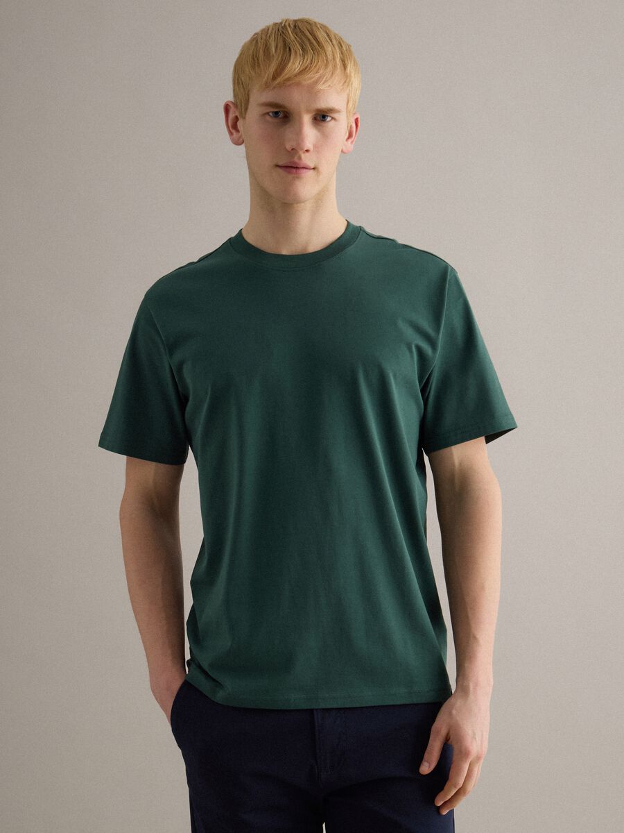 Relaxed fit green cotton crew neck t-shirt_1