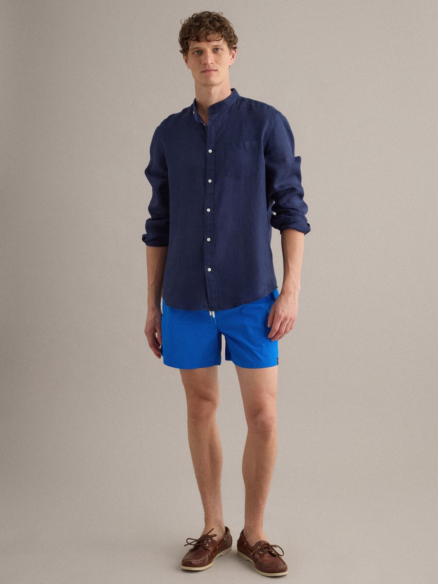 Boxer da mare blu con vita elasticizzata e coulisse_2