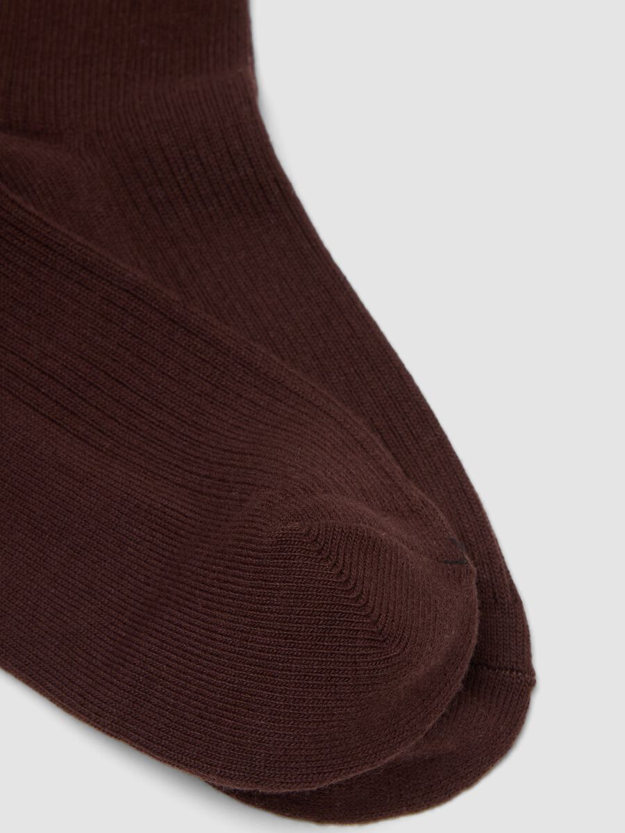Brown ankle socks in stretch cotton_1