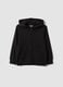 Black hooded sweatshirt in pure organic cotton for boys, regular fit_0