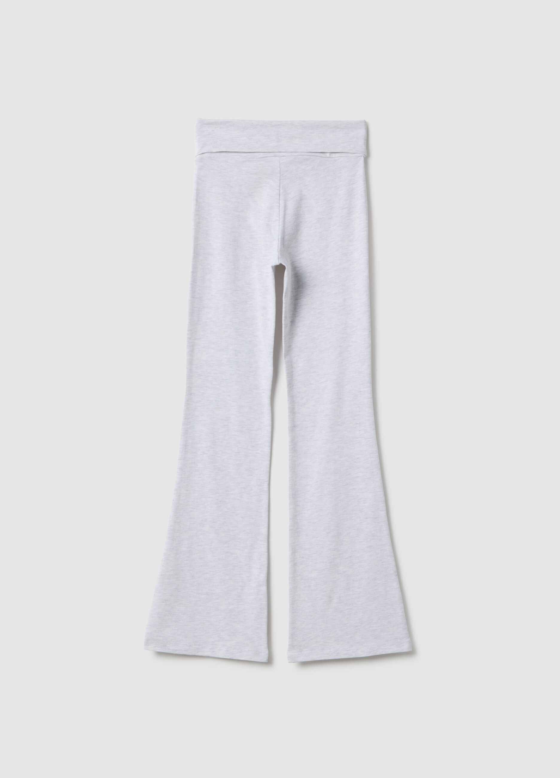 Grey cotton stretch flare fit leggings for girls