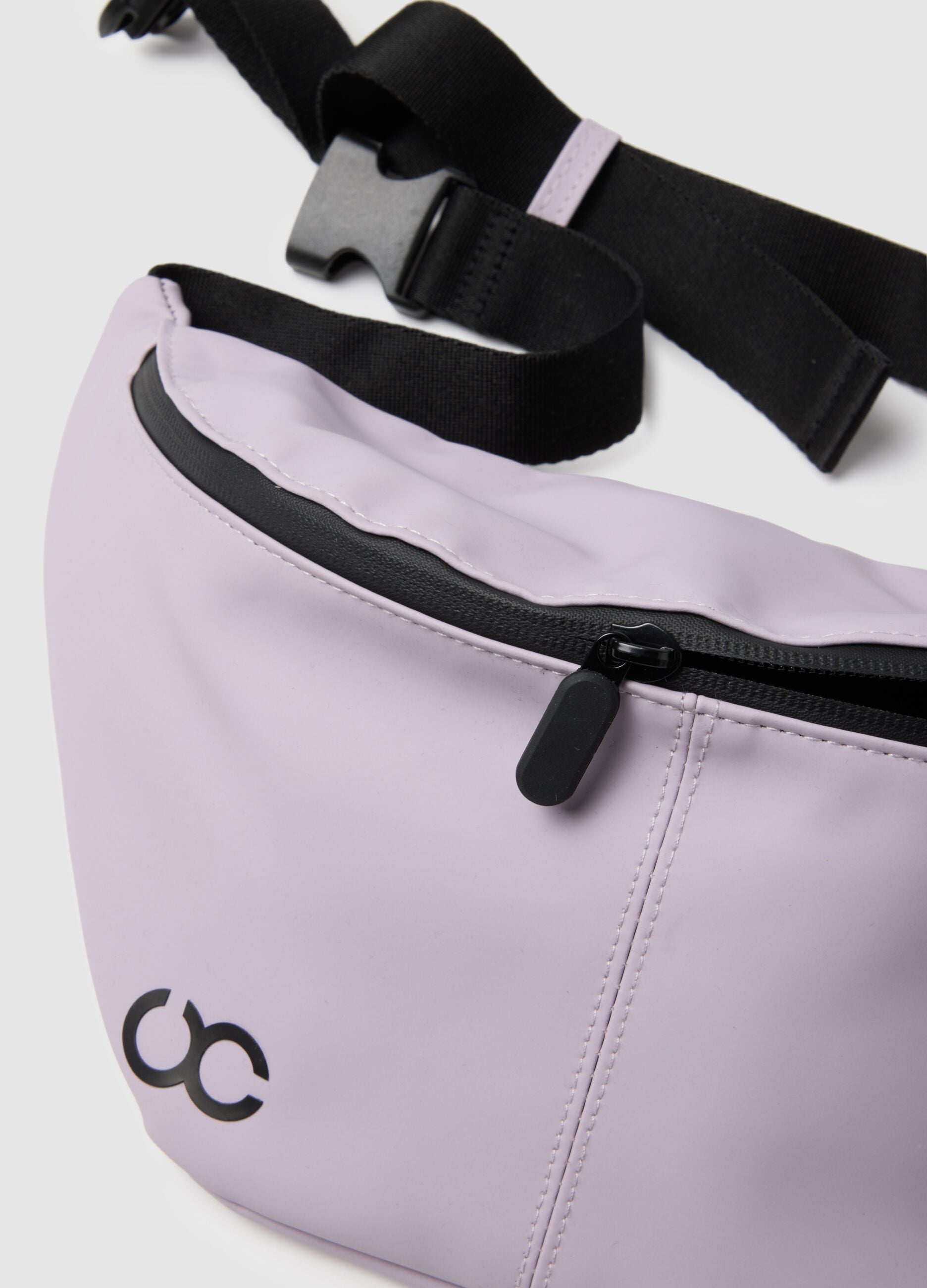 Purple bum bag with zip and adjustable belt