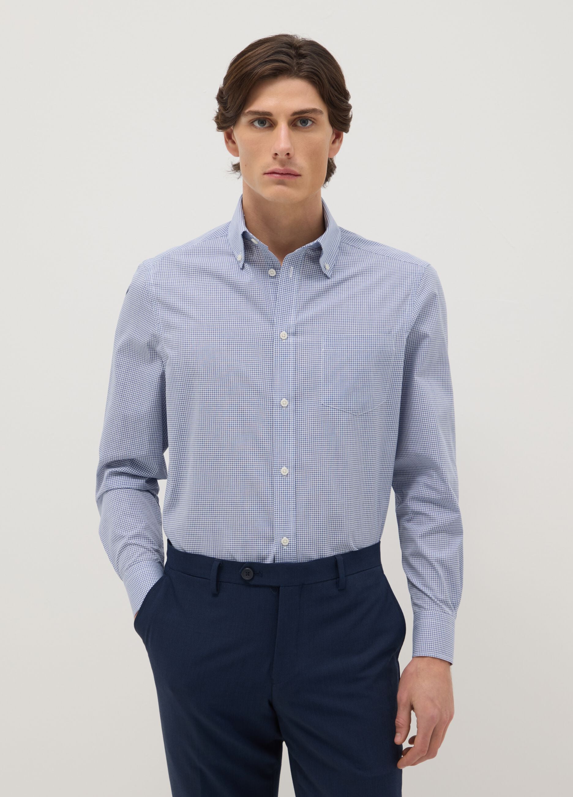 Multicolour Plaid Cotton Blend Slim Fit Easy Iron Shirt