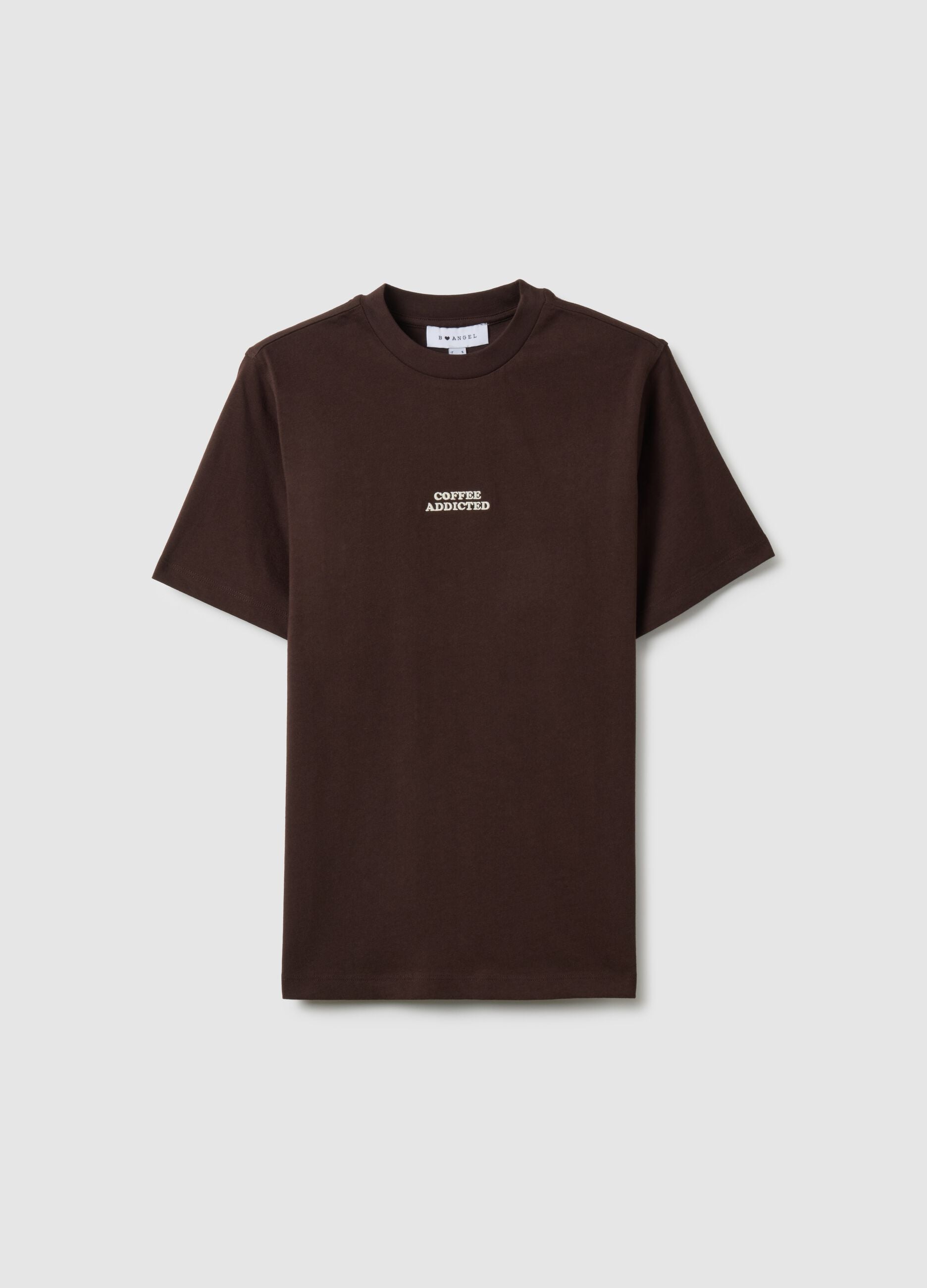 Brown pure cotton regular fit t-shirt with print