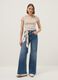 Beige fitted stretch-cotton T-shirt with square neckline_1