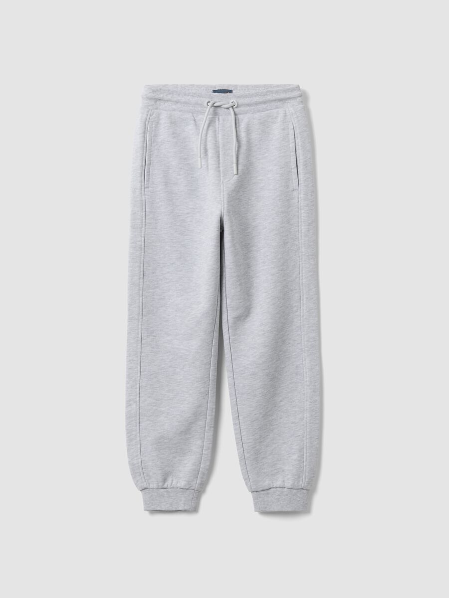 Grey comfort-fit jogger trousers in 100% organic cotton for boys_0