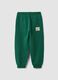Green pure cotton jogger trousers with elasticated waist for boys_1