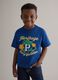 Regular fit blue pure cotton kids' T-shirt with embroidery_0