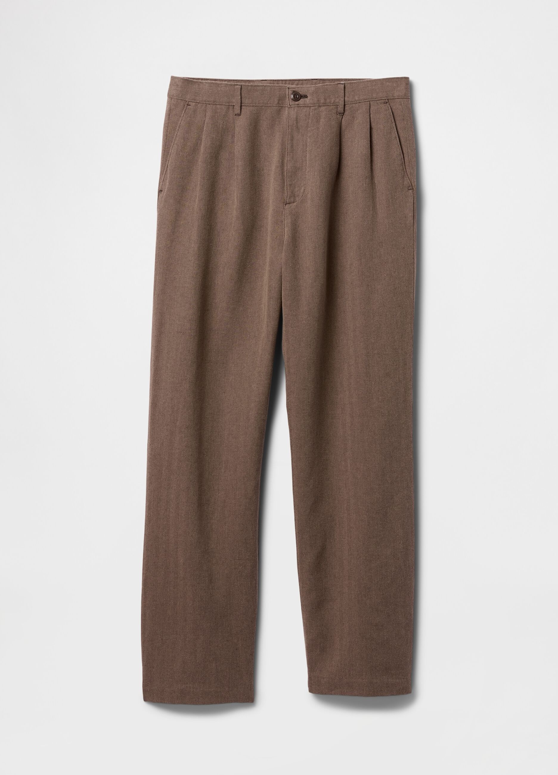 Brown Linen and Cotton Trousers