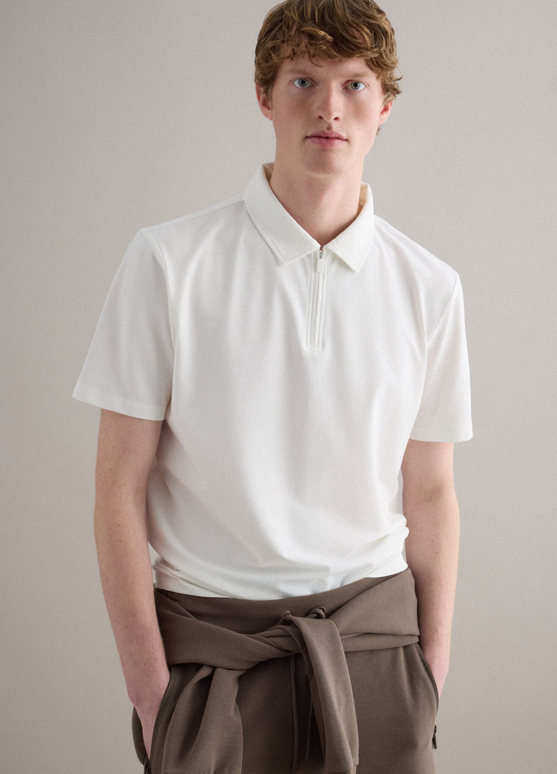 White Stretch Cotton Short Sleeve Polo Regular Fit