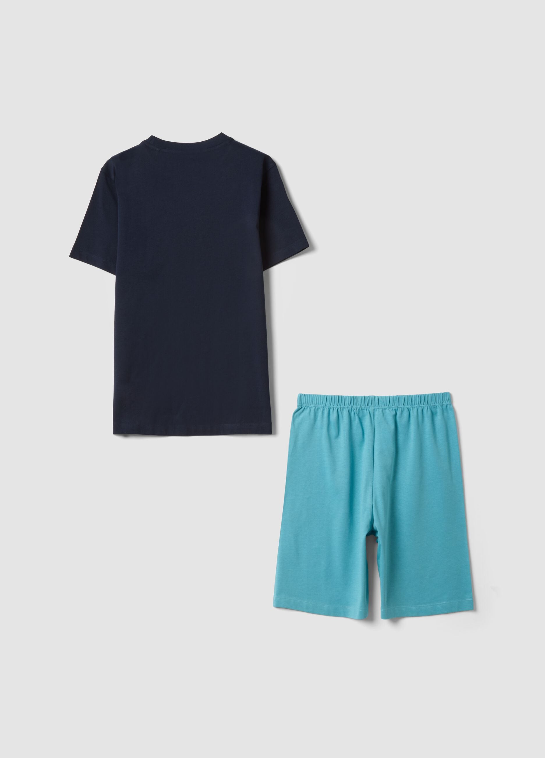 Boys&rsquo; multicolour pure cotton short pyjamas with prints