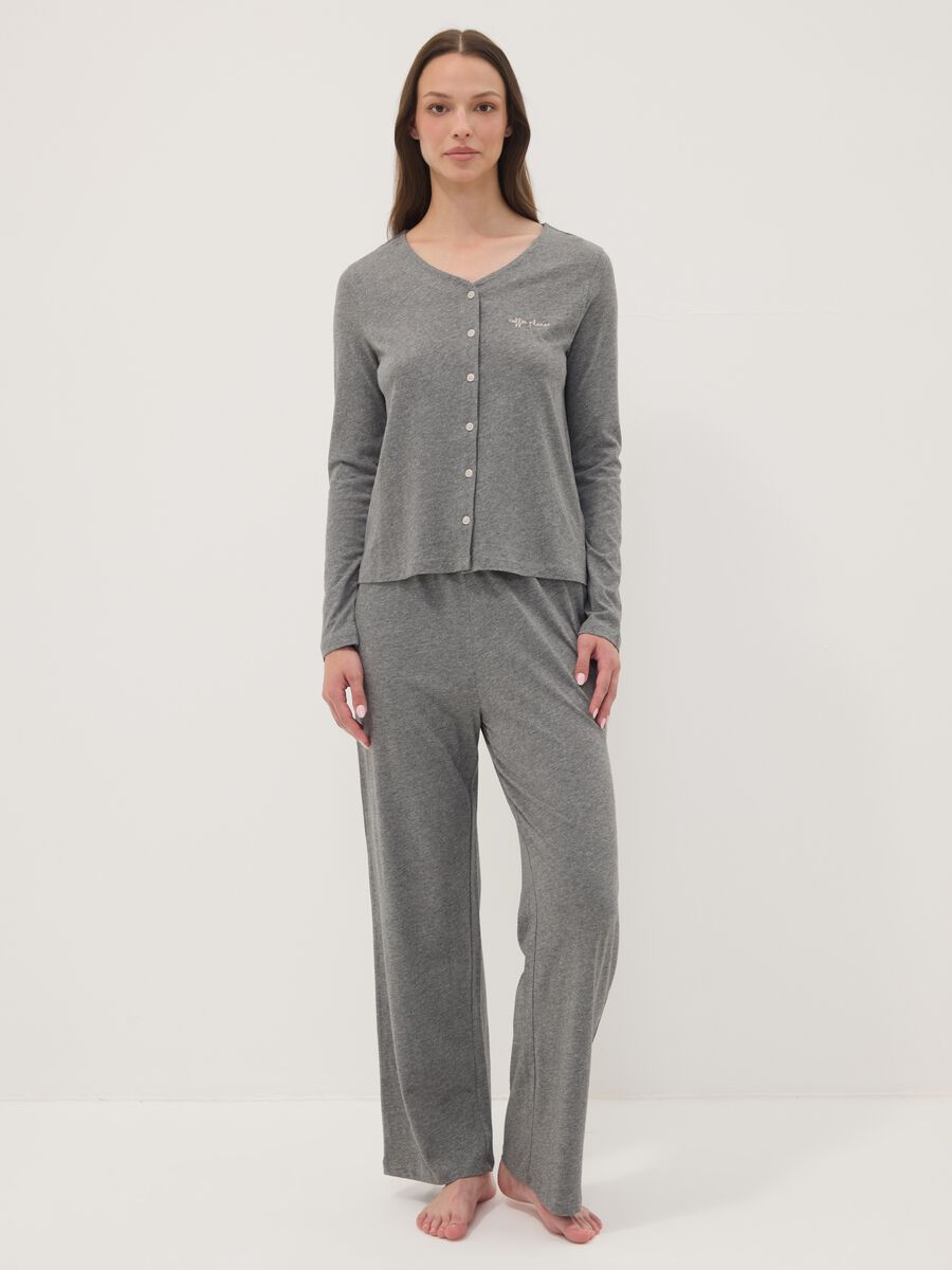 Grey cotton-viscose blend pyjama T-shirt_1