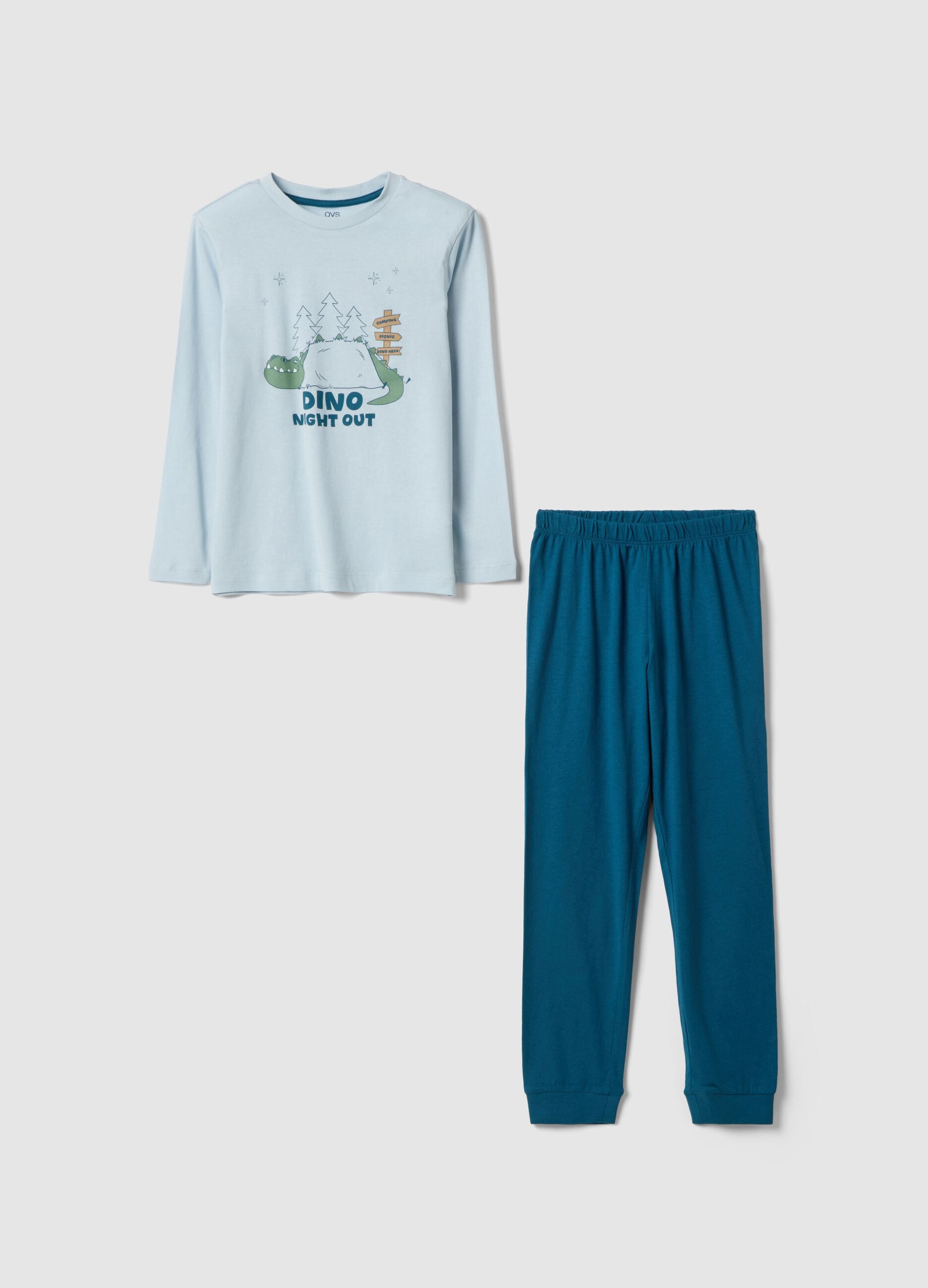 Multicolour pure cotton children's pyjamas with regular fit and print