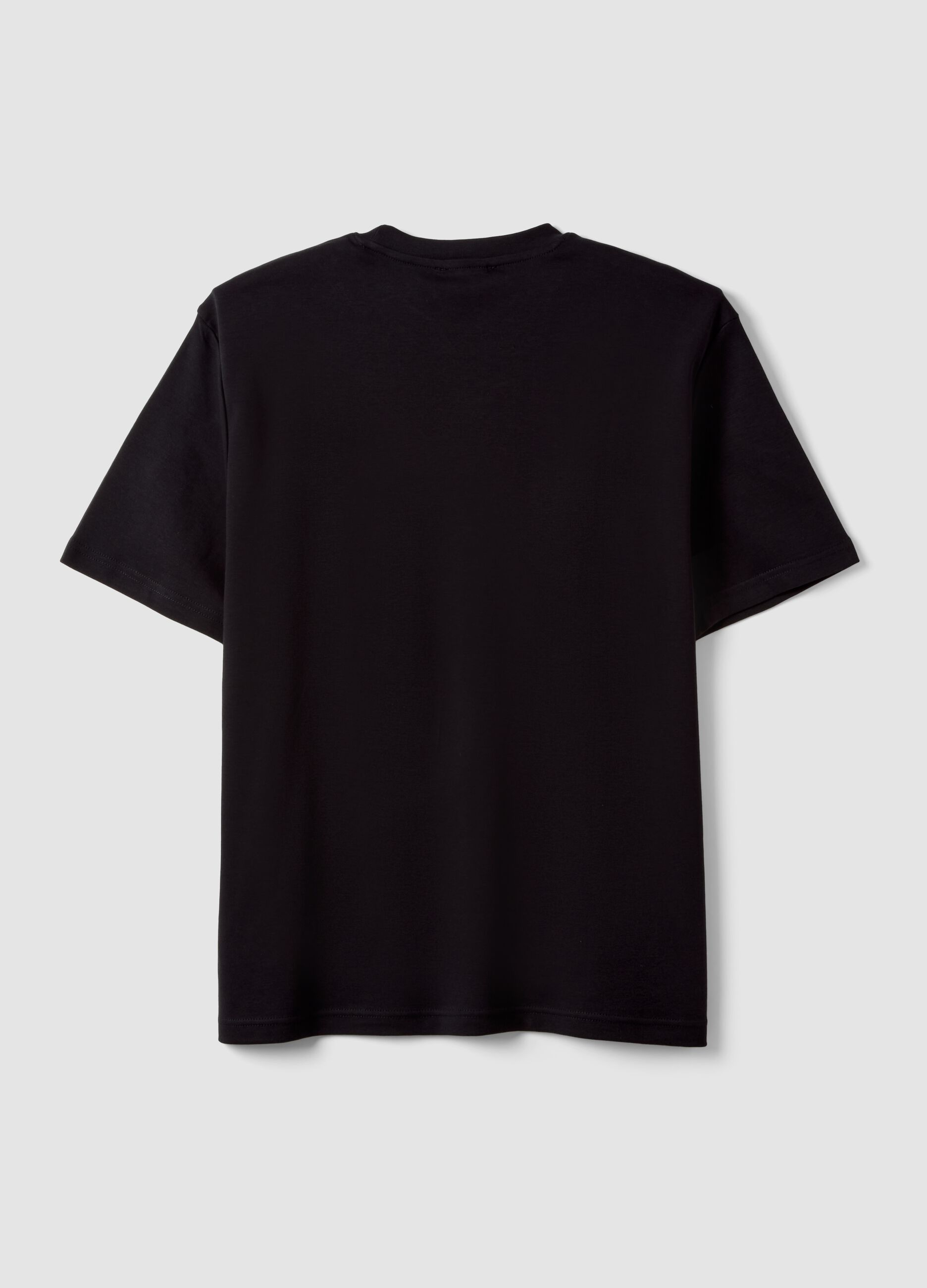 Black pure cotton regular-fit short-sleeve T-shirt
