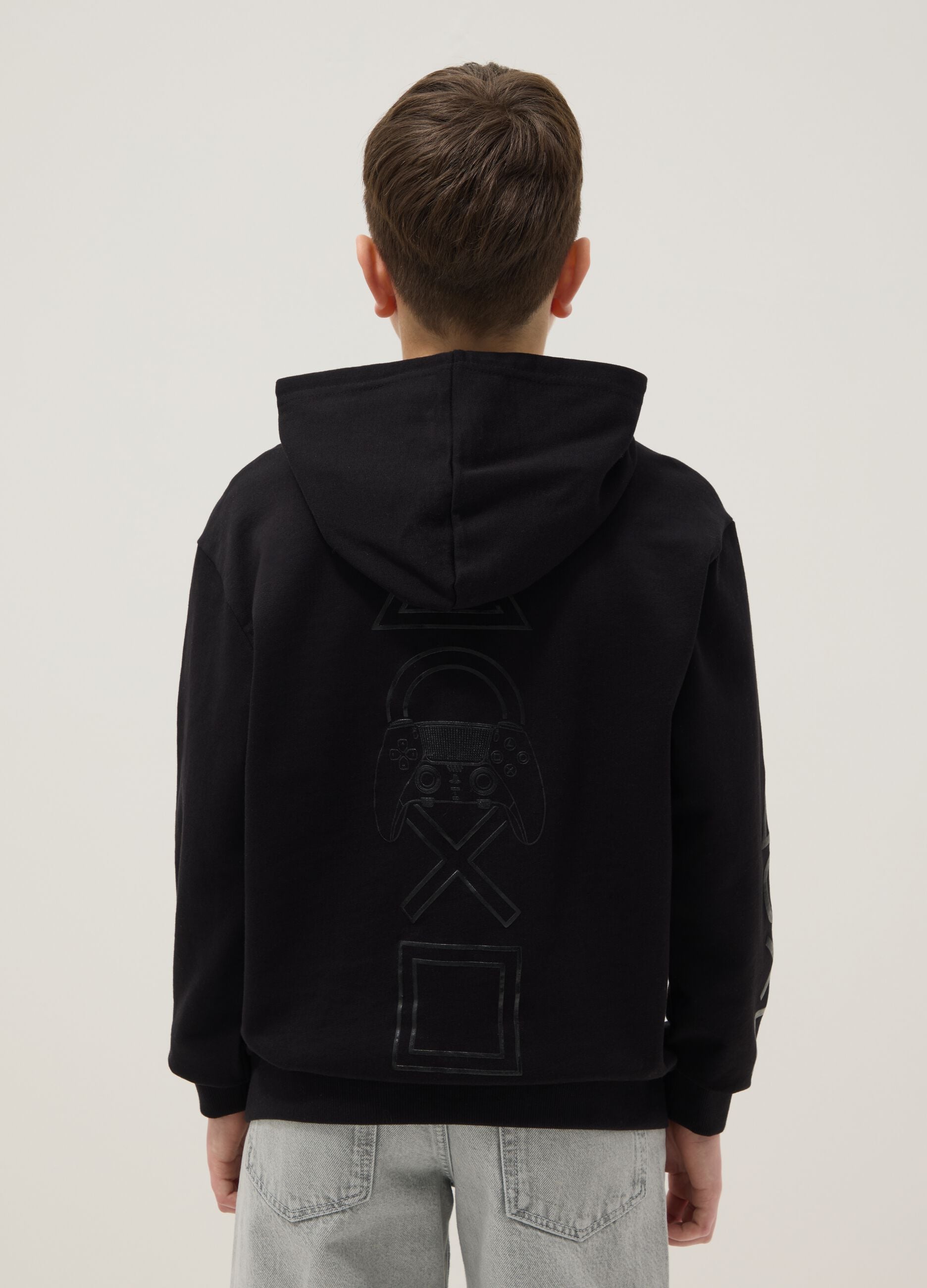 Black pure cotton hoodie for boys