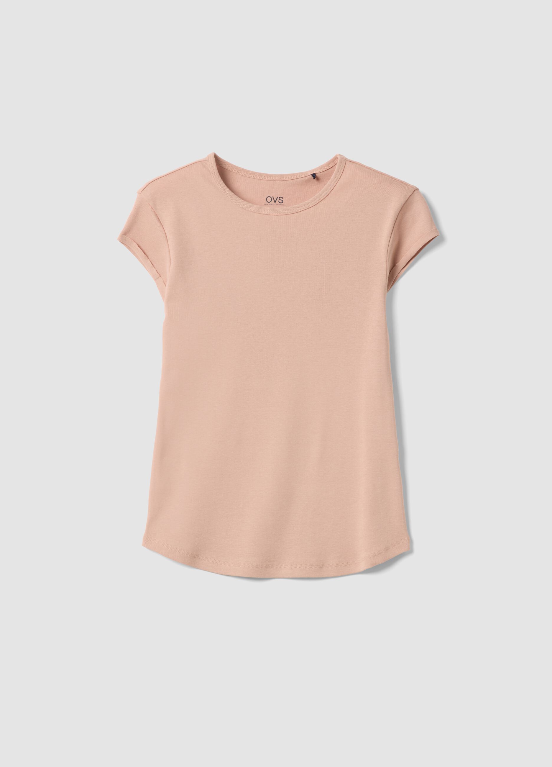 Regular fit short sleeve pure cotton pink t-shirt