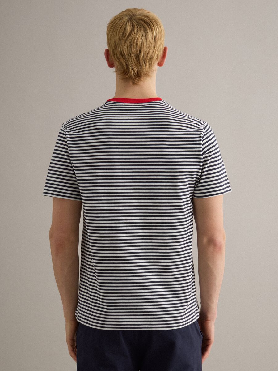 Regular fit multicolour striped pure cotton T-shirt_3