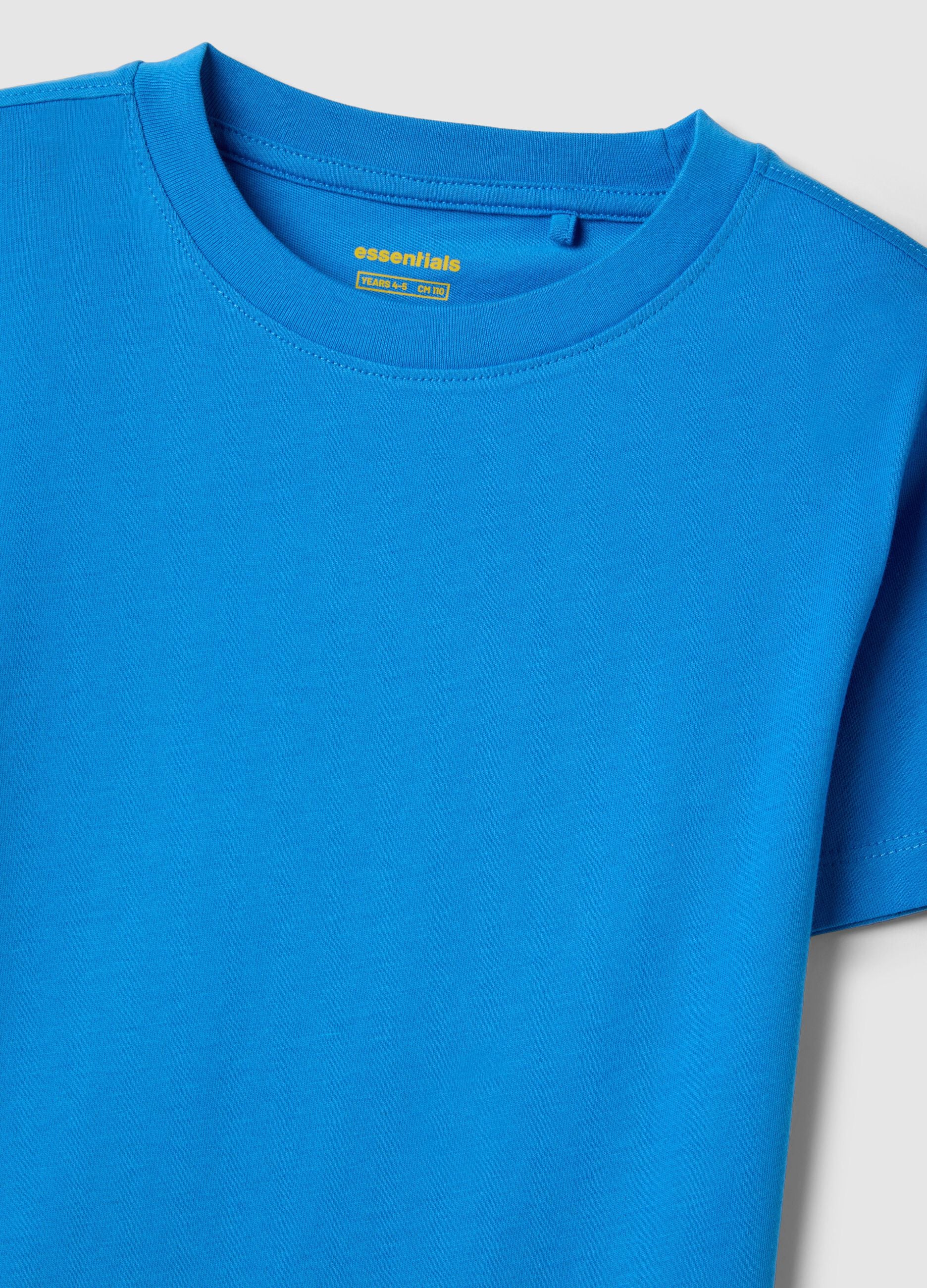 Sky blue pure cotton kids&rsquo; T-shirt, regular fit