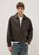 Brown padded oversized jacket with zip_1