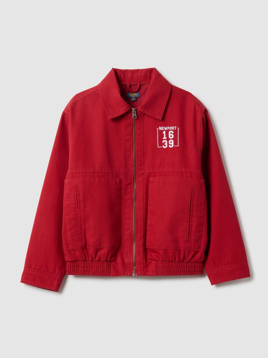Red pure cotton jacket regular fit for boys_3