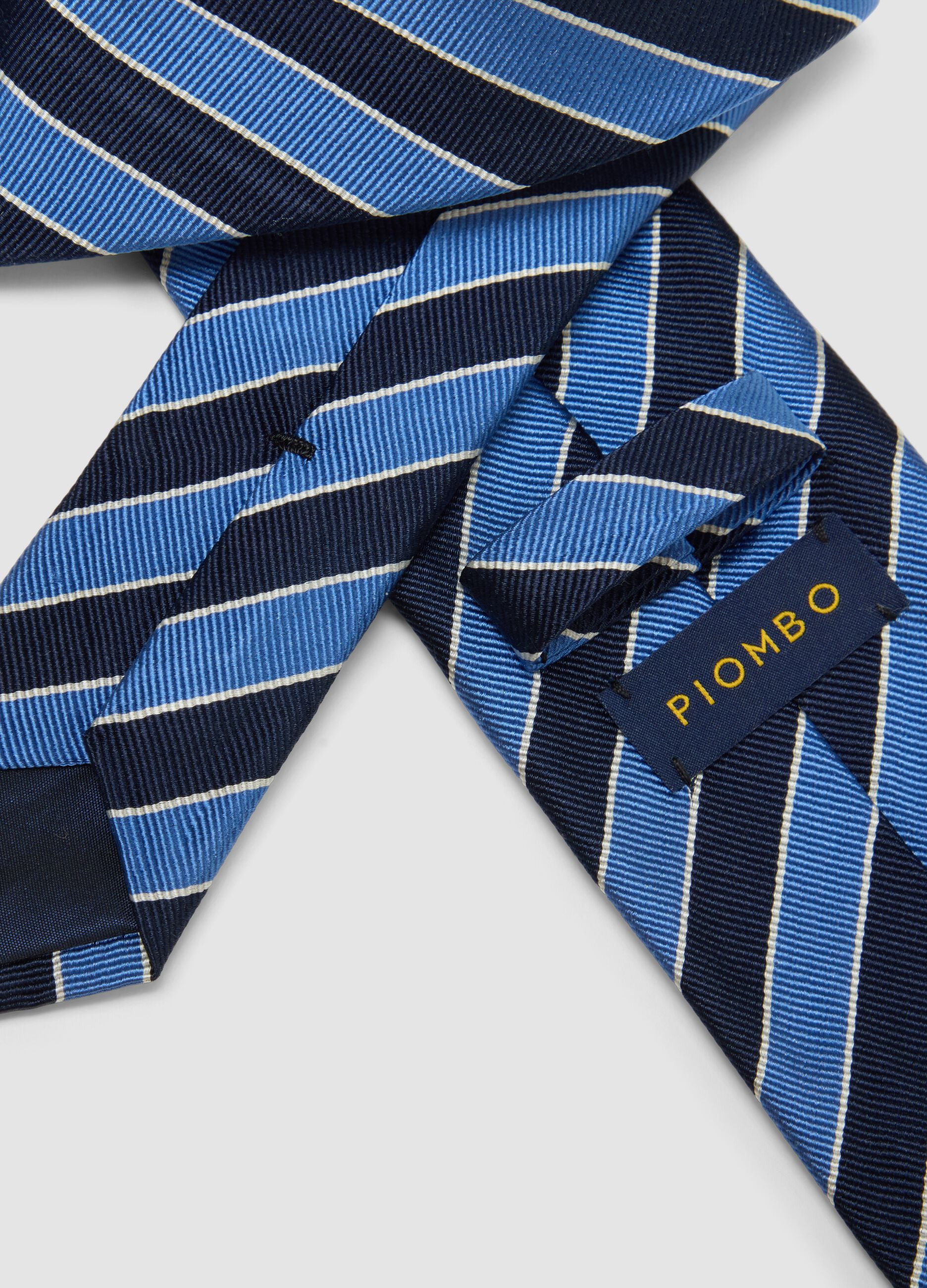 Multicolour striped pure silk tie 8 cm wide