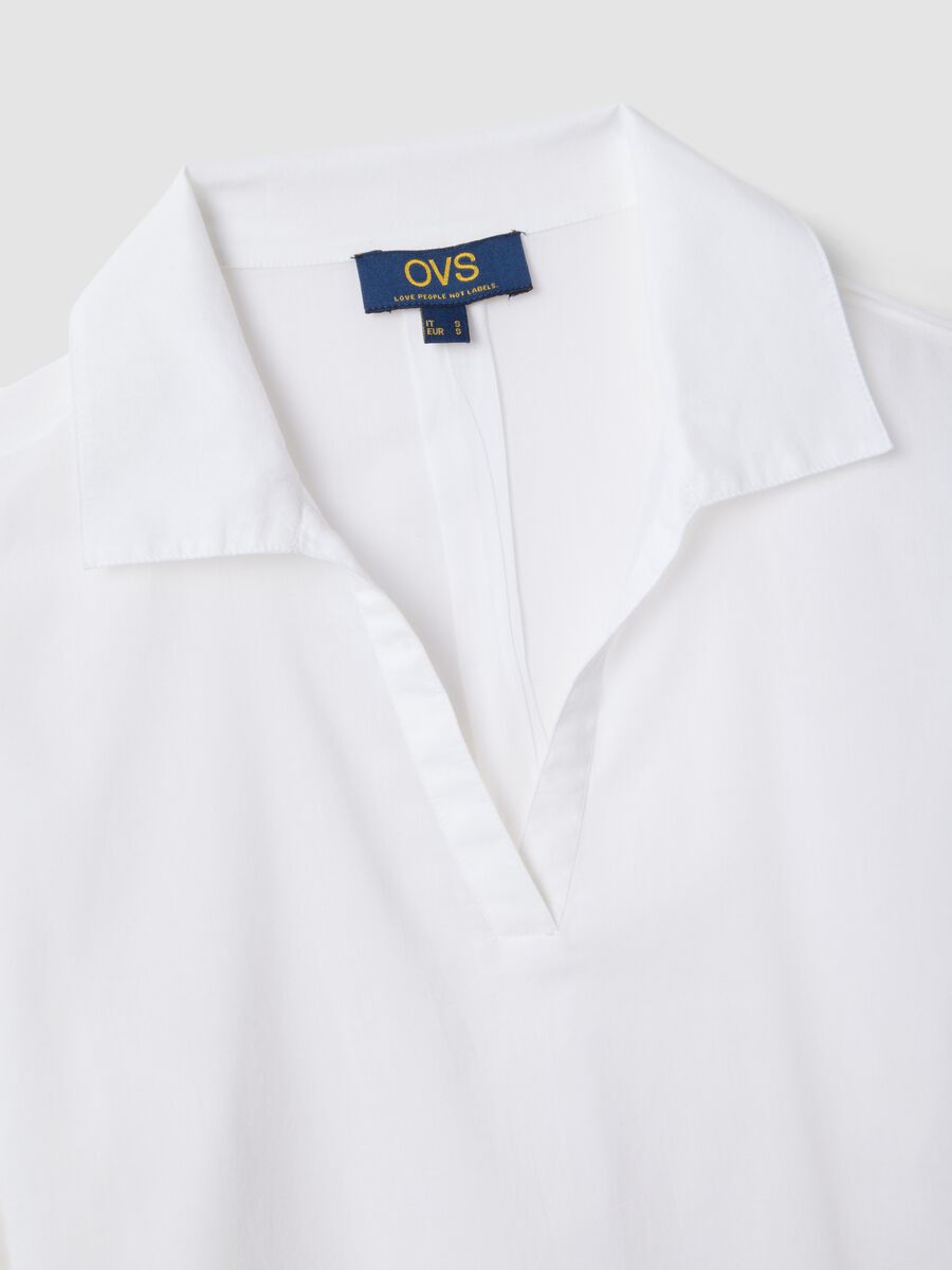 White pure organic cotton kaftan with V-neck_5