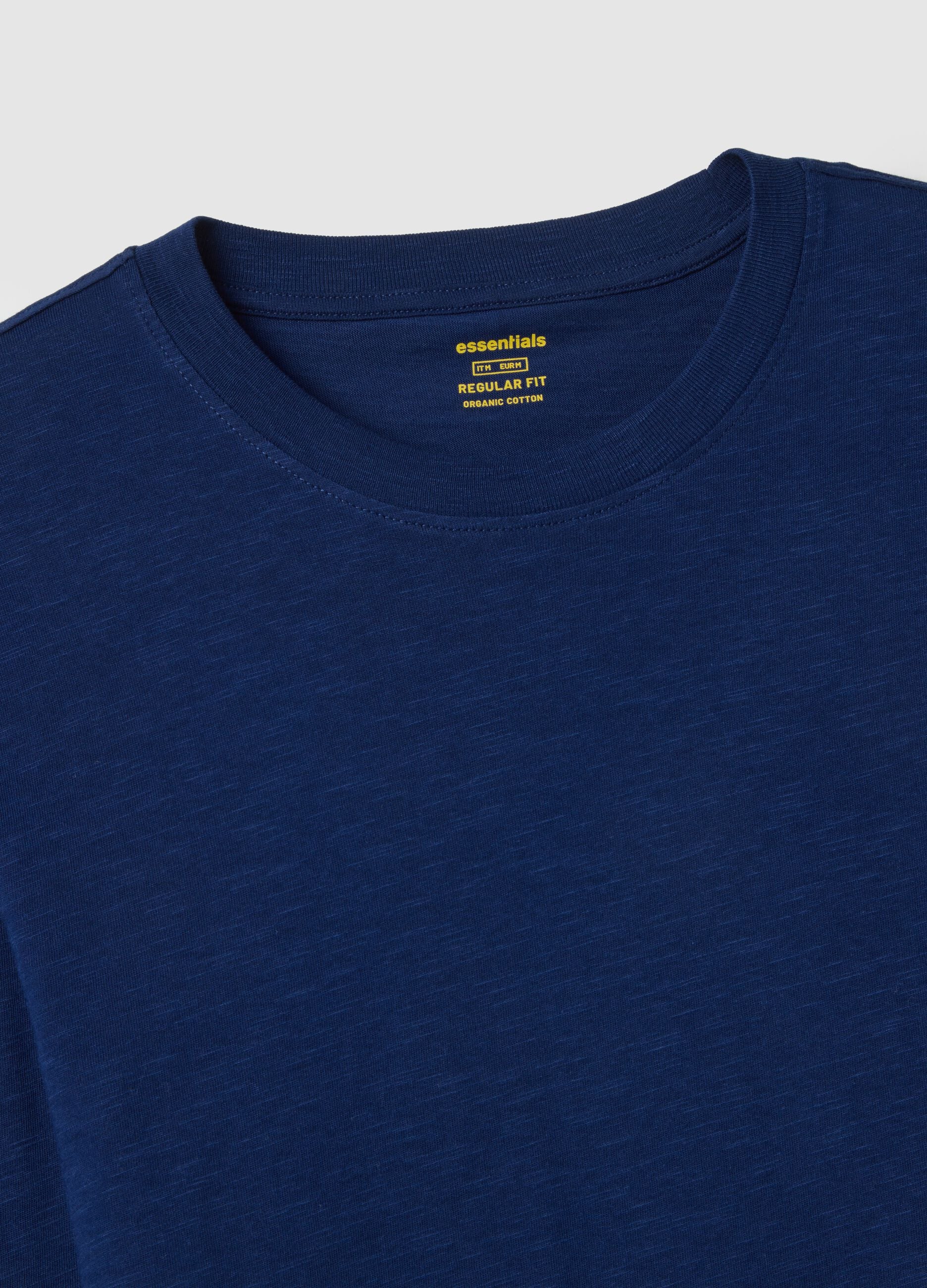 Blue long-sleeve T-shirt in pure cotton, regular fit