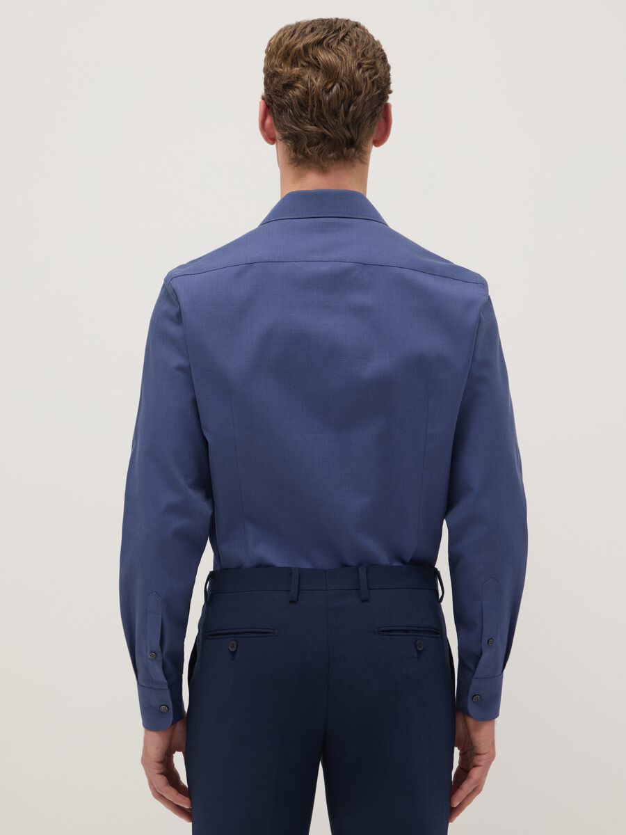 Blue shirt with French collar in pure cotton slim fit_2