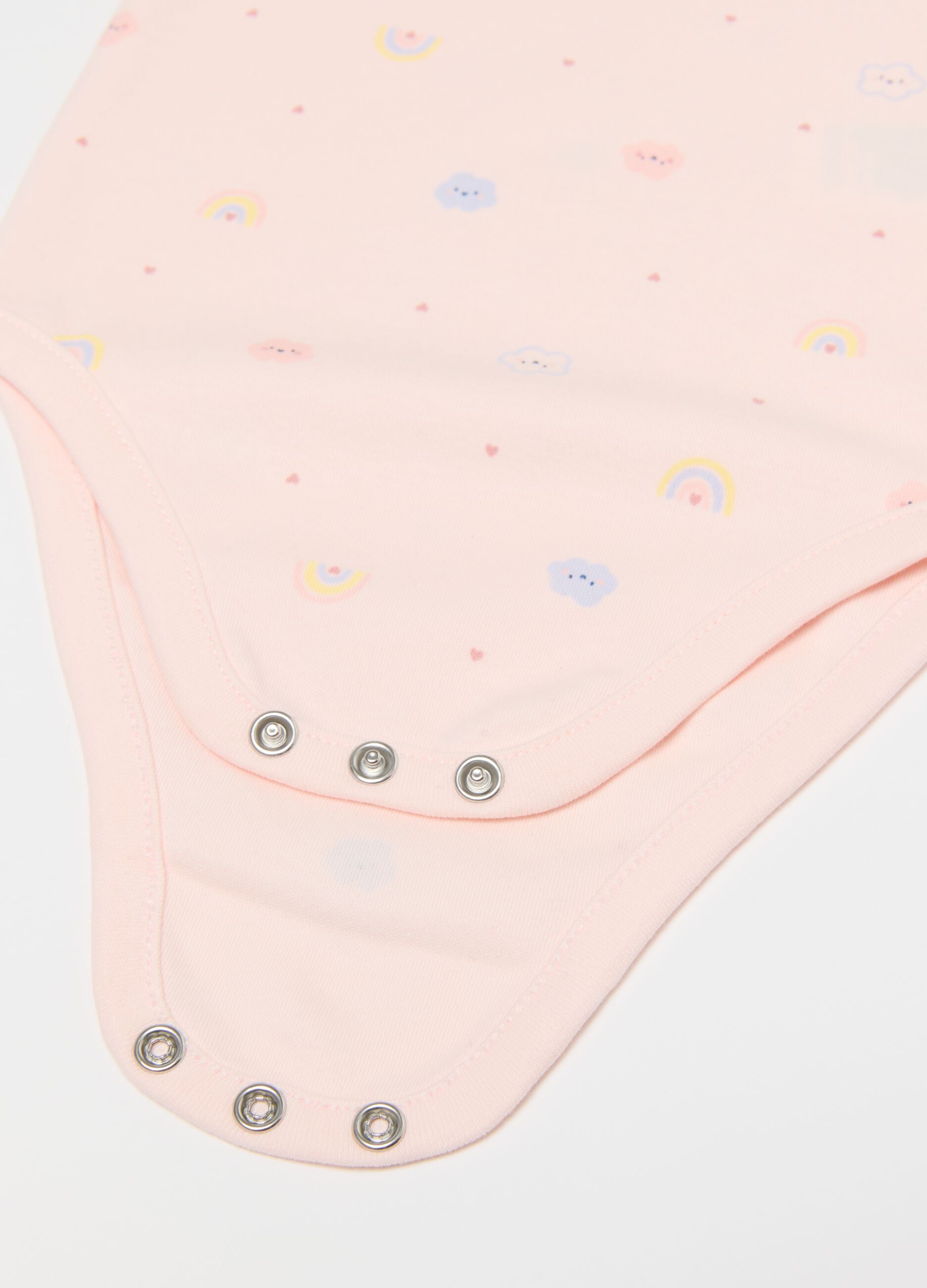 Pack of short sleeve multicolour bodysuits in pure cotton for baby girls