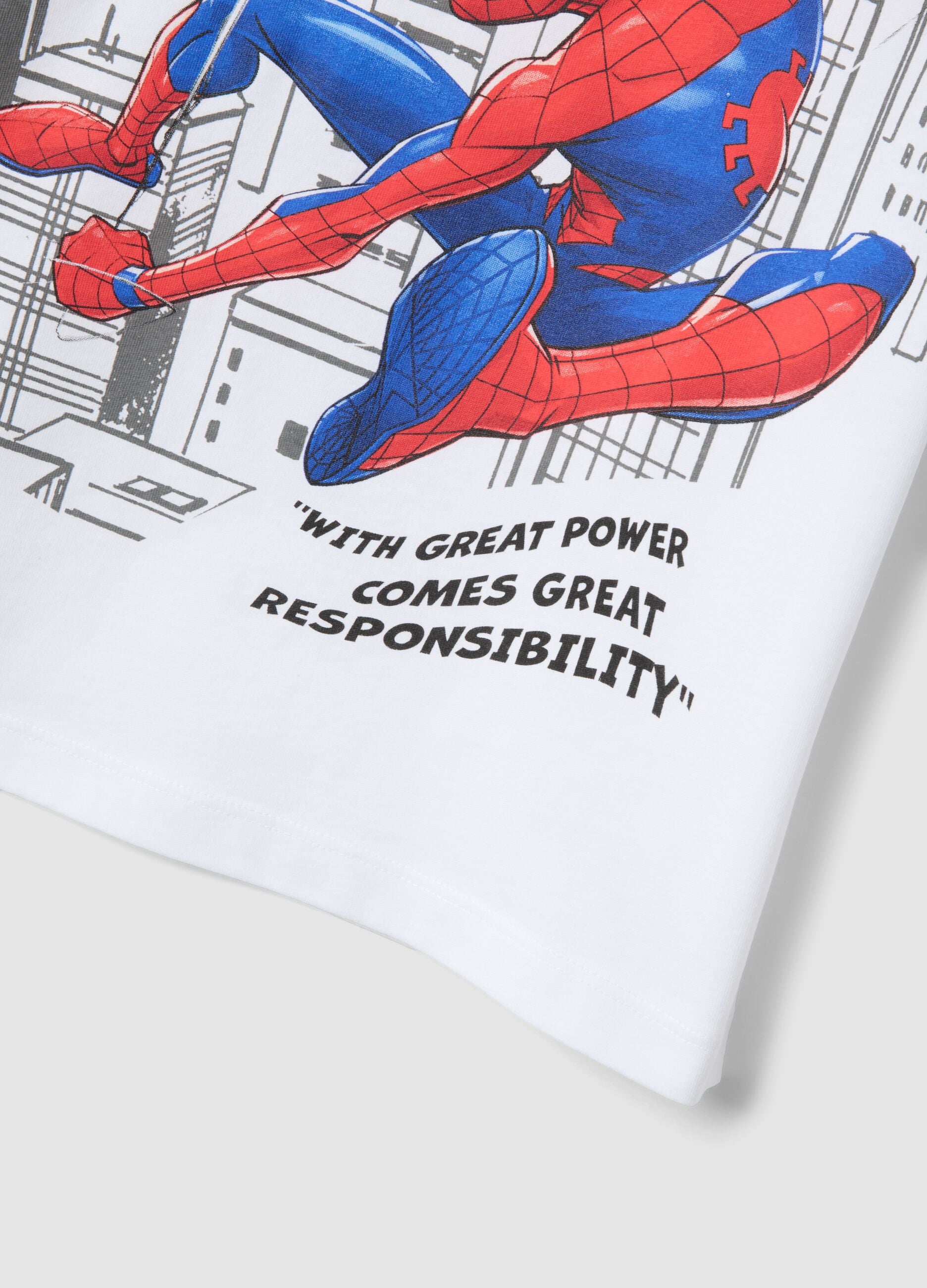 Kids' oversized pure white cotton t-shirt with Spider-Man